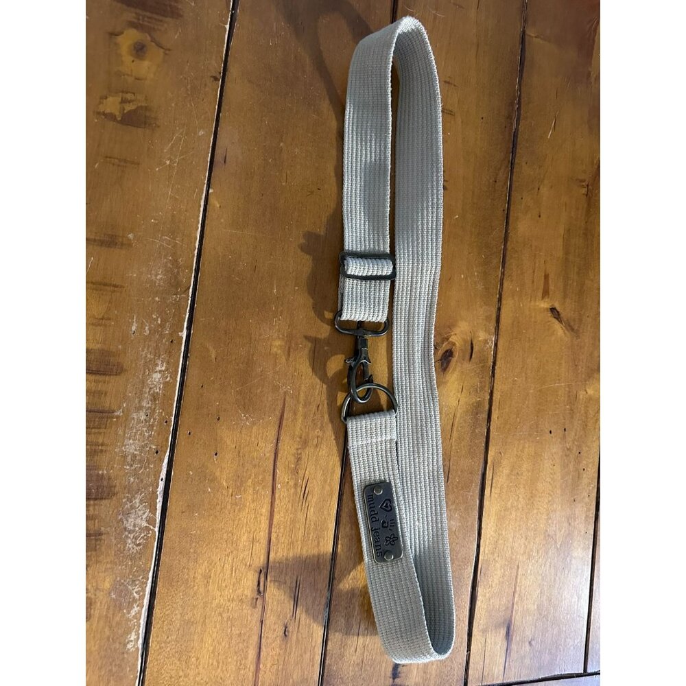 Mudd Jeans Adjustable Beige Canvas Belt With Metal Accents & Clip